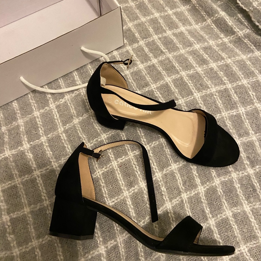 short black suede heels
